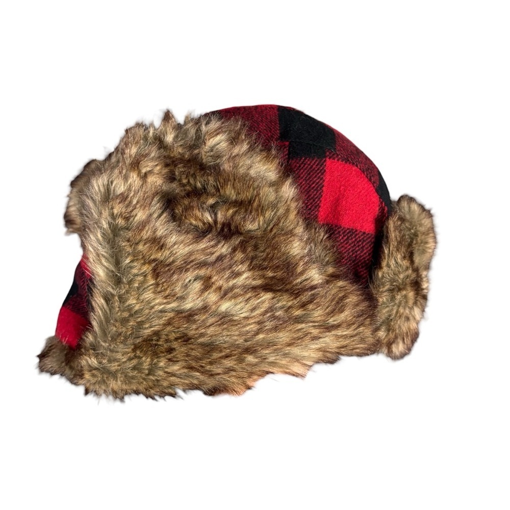 KB Ethos Buffalo Plaid Faux Fur Trapper Hat – One Size - Picture 4 of 8